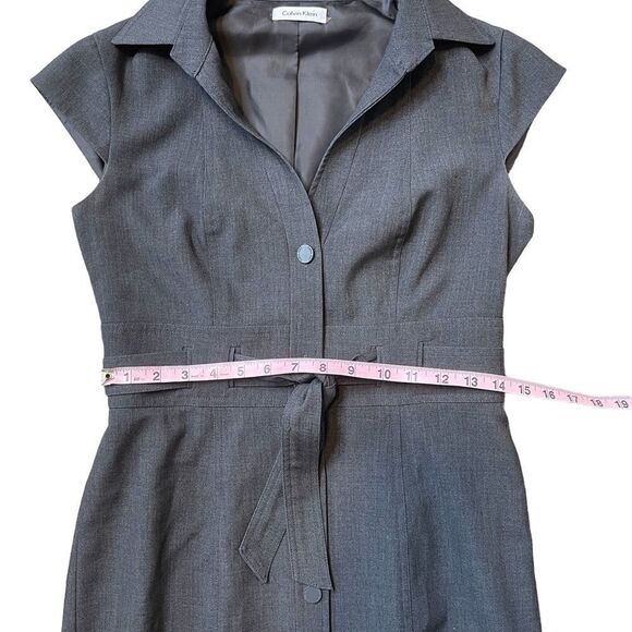 Calvin Klein Black Button Up Cap Sleeve Dress in Charcoal - Picture 12 of 15
